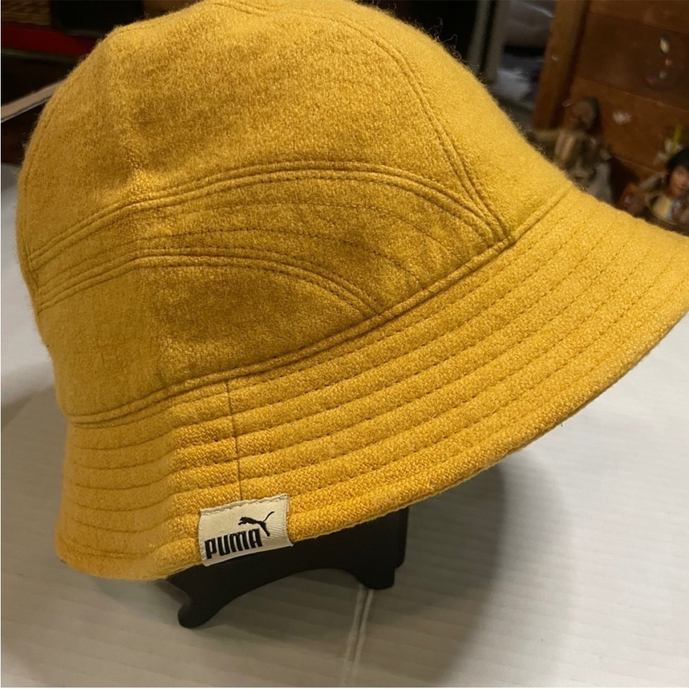 Vintage Puma Felt Bucket Hat Mustard Yellow | 90s Streetwear | Unisex S/M